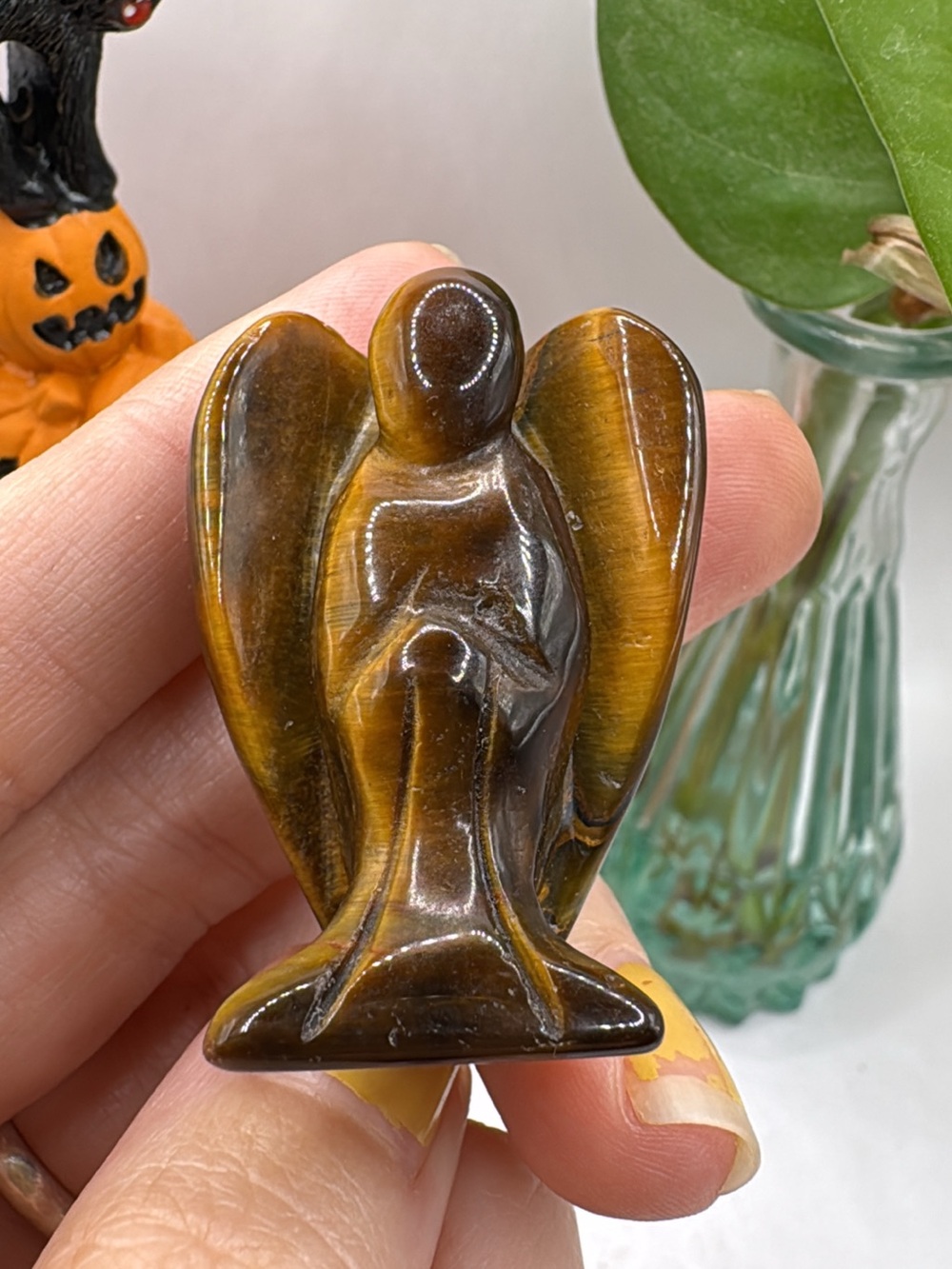 Handcrafted Brown Tiger's Eye Angel Figurine - Unbranded
